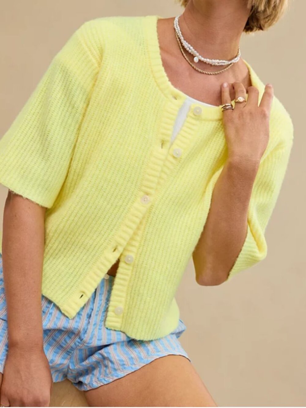 AERIE UNREAL SHORT SLEEVE CARDIGAN
